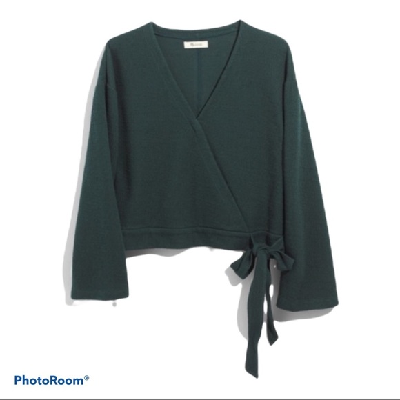 Madewell Texture & Thread Green Wrap Top size Small - Picture 2 of 9